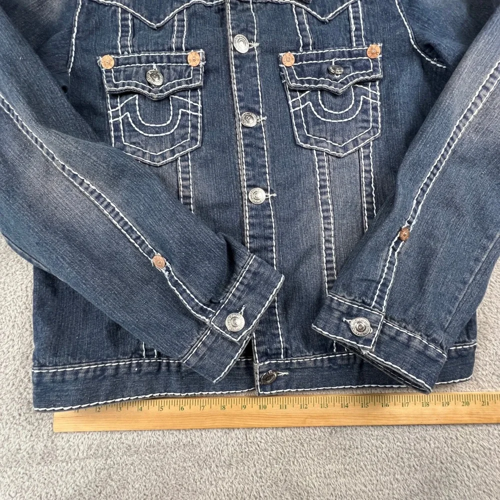 True Religion Denim Jacket Mens 3XL Blue‎ Joey Super T Big Stitch Western Y2K